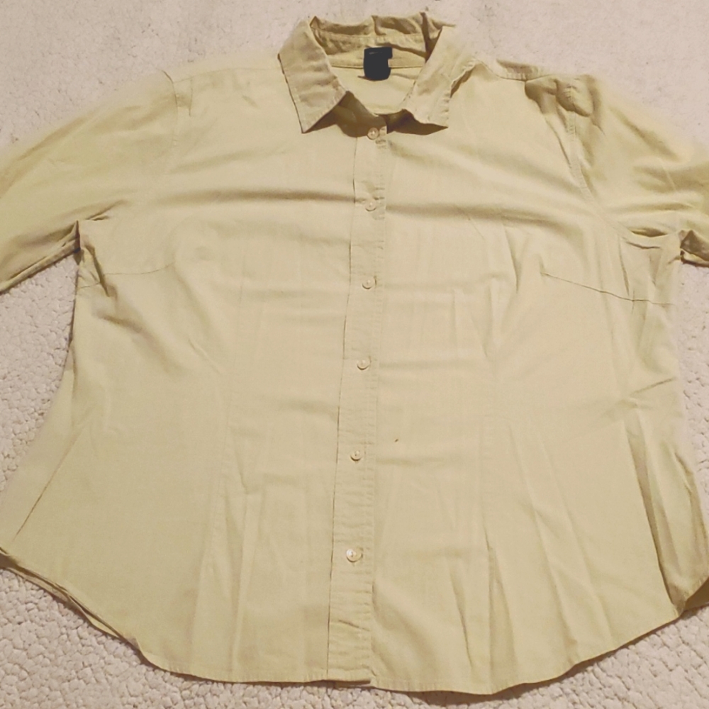 GAP stretch light green long sleeve button front shirt